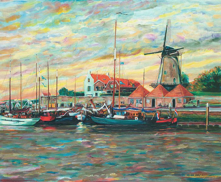Peinture du port, Zierikzee en Zélande par Atelier Liesjes