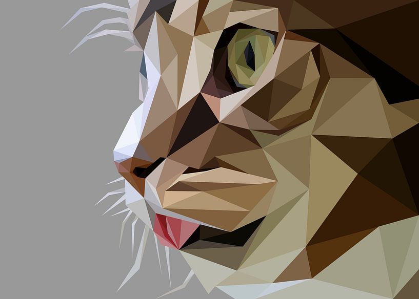 Braune Katze Low Poly von Yoga Art 15