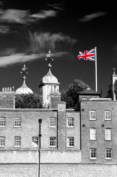 London Tower Hill in Red and Blue, Black and White,  by Mark de Weger