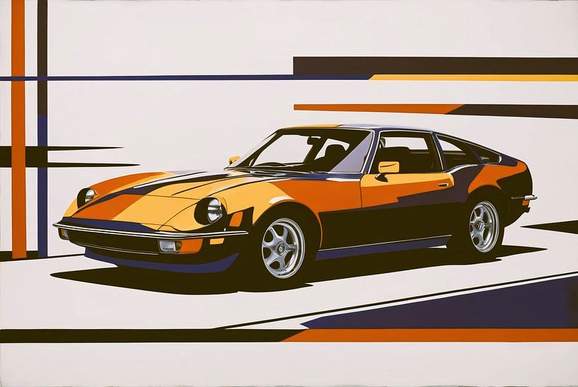 Voiture rétro dans un dessin abstrait par Art & Soul Creations