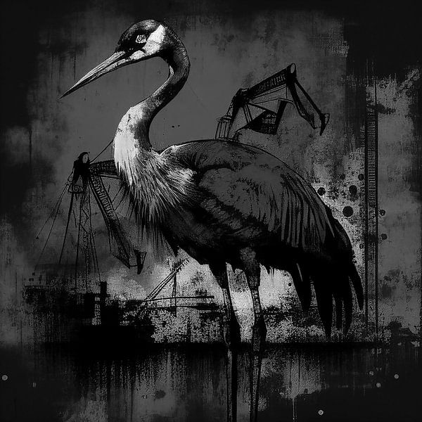 Grue urbaine noir et blanc par Bianca ter Riet