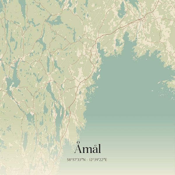 Alte Karte von Åmål, Schweden. von Ortsdrucke