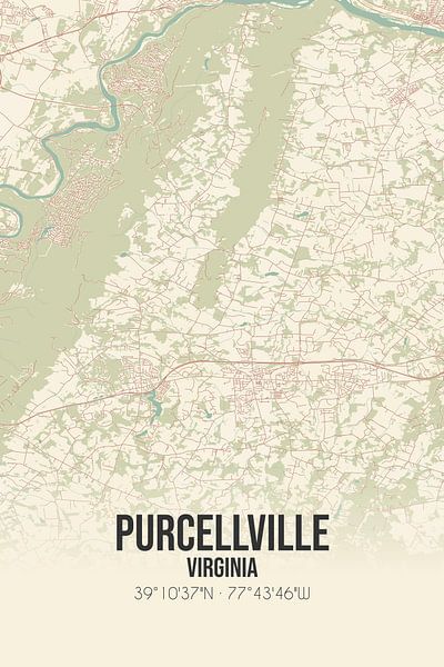 Carte ancienne de Purcellville (Virginie), USA. par Affiches de lieux