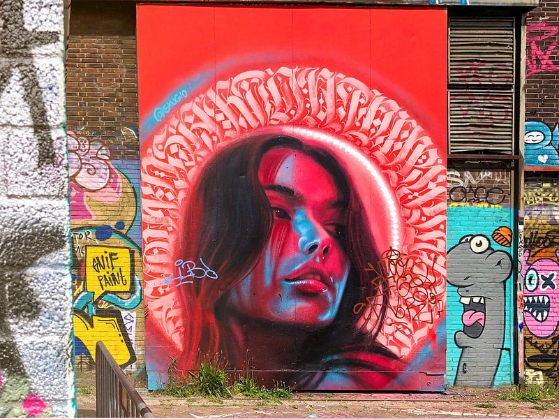 rotes Mädchen Graffiti-Kunst von Karin van Bylevelt