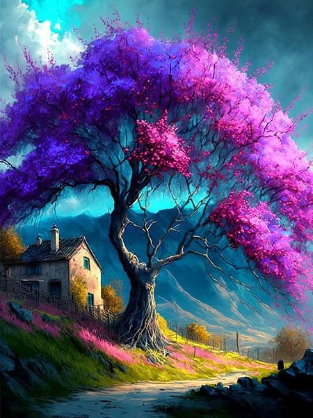 tree house fantasy landscape surreal dream world path mountains by gm_designs