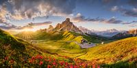 Sunset in the Alps at Passo Giau in the Dolomites