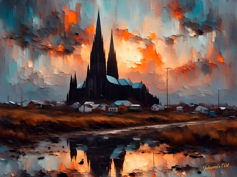 Hallgrímskirkja, Reykjavík, Iceland at sunset by Johannas Art Creations