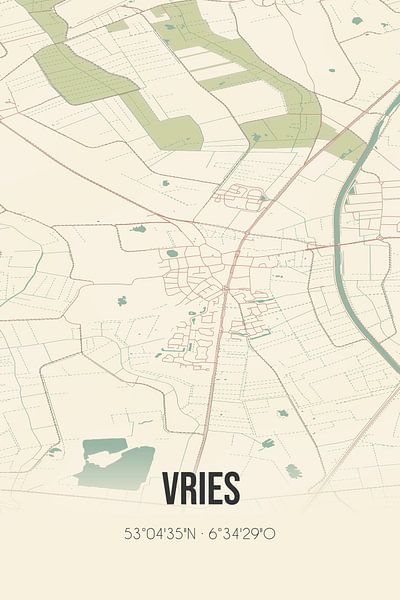 Vintage map of Vries (Drenthe) by Prints of Place