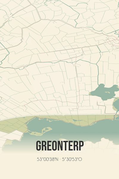 Vintage map of Greonterp (Fryslan) by Prints of Place