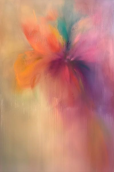 Moderne abstrakte Blume in Pastellfarben und Neon-Akzenten von Lauri Creates