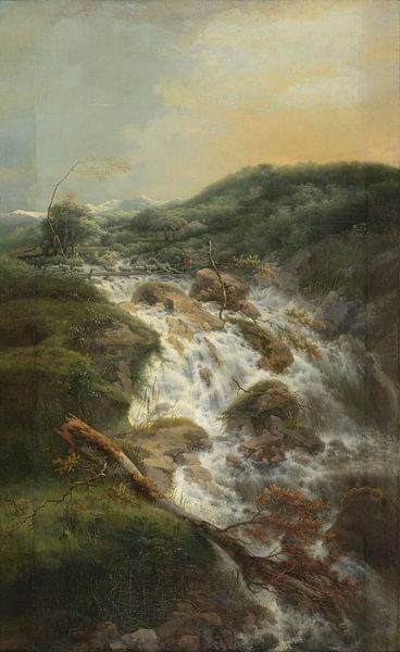 Schweizer Landschaft mit Wasserfall, Gerard van Nijmegen von Meisterhafte Meister
