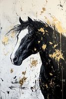 Schwarzes Pferd mit Gold