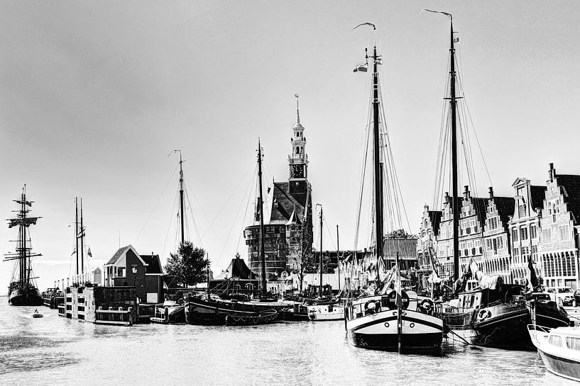 Hoorn Port North Holland Netherlands Black and White by Hendrik-Jan Kornelis