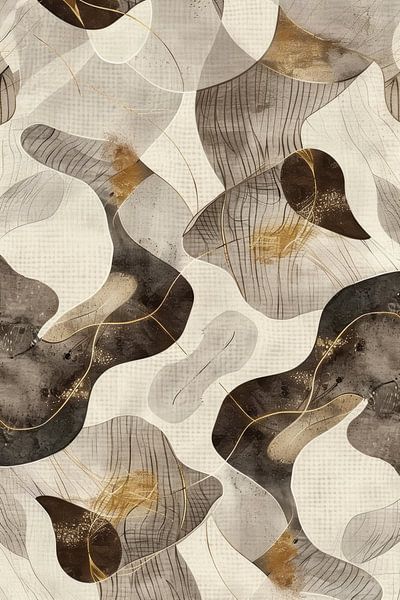 Shadow dance in Black, Gold and Beige by Digitale Schilderijen