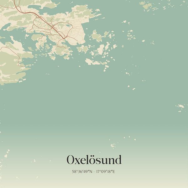 Alte Karte von Oxelösund, Schweden. von Ortsdrucke