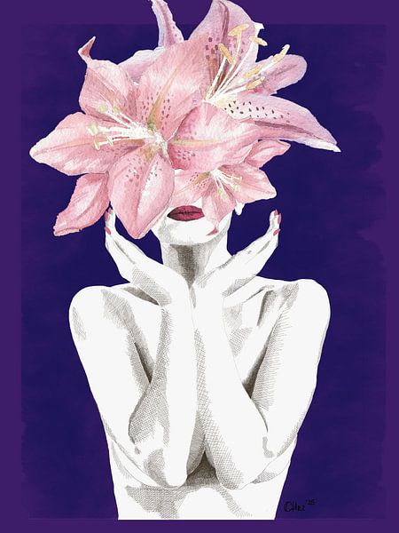She Blossoms in Silence - Floral Nude Watercolour Art, Empowering Feminine Art by Chrz - AquaPixelFusion