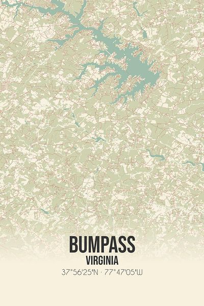 Alte Karte von Bumpass (Virginia), USA. von Ortsdrucke