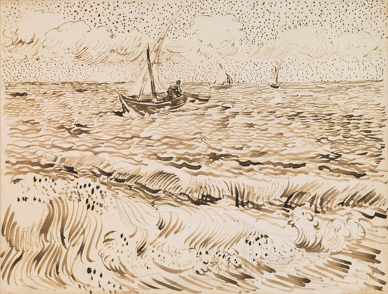 Vincent van Gogh. Fischerboote in Saintes-Maries-de-la-Mer von 1000 Schilderijen