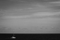 Lonely boat on the Mediterranean sea