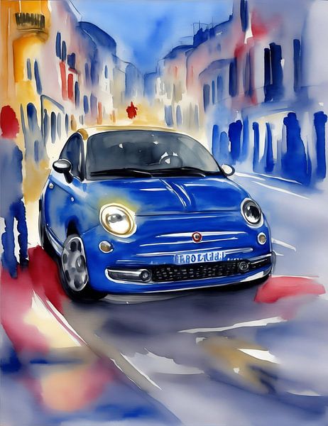 Der kleine Freund, ein blauer Fiat 500 von DeVerviersBelgium