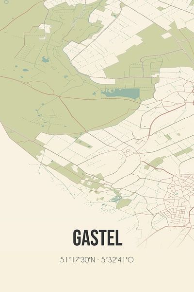 Vieille carte de Gastel (Brabant du Nord) par Affiches de lieux