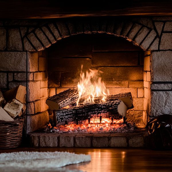 Gezellige open haard van Poster Art Shop