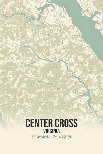 Carte ancienne de Center Cross (Virginie), USA. par Affiches de lieux