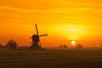 Die Weteringer Mühle vor und nach Sonnenaufgang