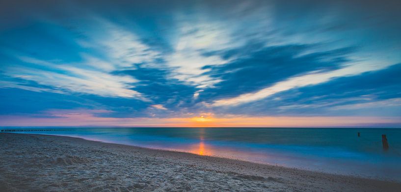 Coucher de soleil sur la plage de Domburg II par Daniël Steenbergen