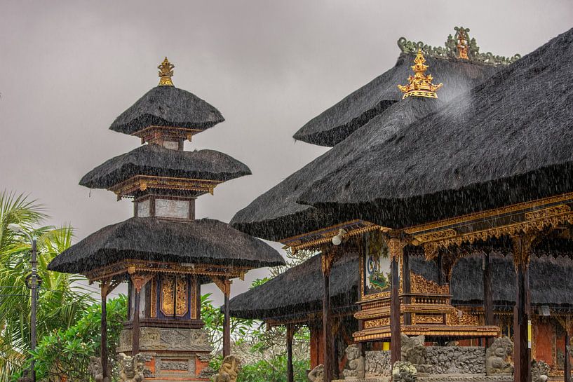 Balinese temple complex during the monsoon rains by David Esser