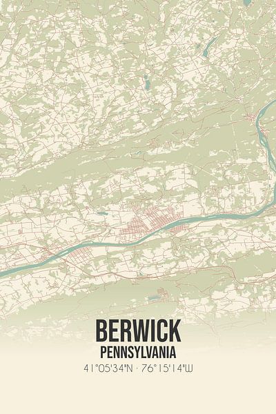 Alte Karte von Berwick (Pennsylvania), USA. von Ortsdrucke