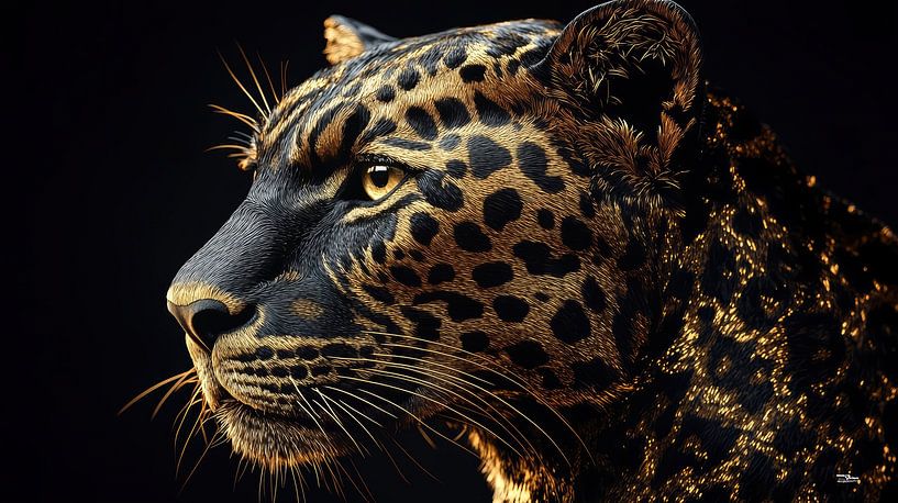 goldenes Tier auf schwarzem Hintergrund von Gelissen Artworks