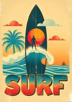 Affiche de surf vintage, la liberté de surfer avec un charme rétro