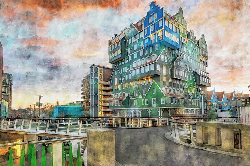 Sonnenuntergang am Gebäude von Digikhmer