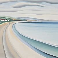 Weite Küste mit Dorf