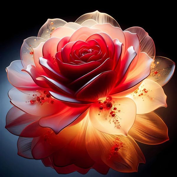 Rote Glasrose - Dekoration im Licht von A.D. Digital ART