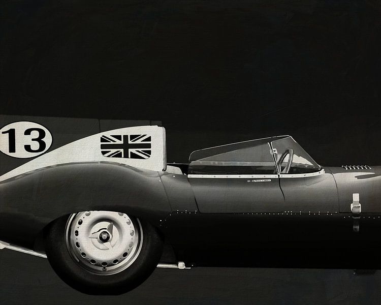 Jaguar Type D 1956 Right Side B&amp;W by Jan Keteleer