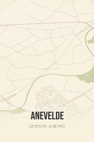 Alte Karte von Anevelde (Overijssel) von Ortsdrucke