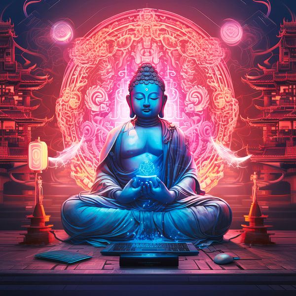 blauer Buddha von Virgil Quinn - Decorative Arts