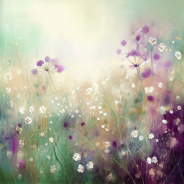 Champ de fleurs petit violet blanc lilas par Bianca ter Riet