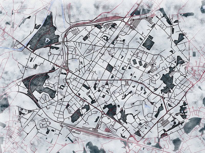 Carte de La Louvière avec le style 'White Winter' par Maporia