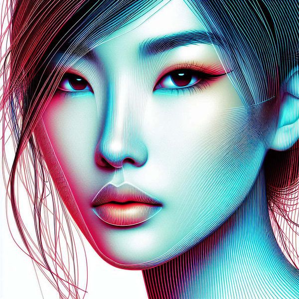 Portrait abstrait d'une beauté orientale.  ( 1 ) par Ineke de Rijk