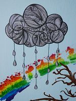 Cloud with drops and rainbow