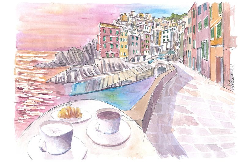 Riomaggiore Cinque Terre Relaxed morning with brioche and coffee by Markus Bleichner