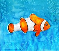 Eine Aquarellzeichnung eines Anemonenfisches