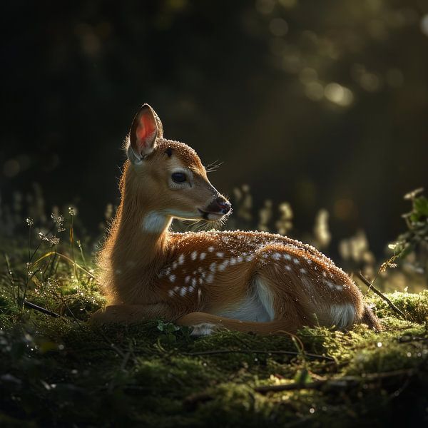 Bébé cerf dans le soleil du matin par DNH Expressions