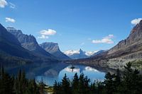 Serene view on a lake in the mountains