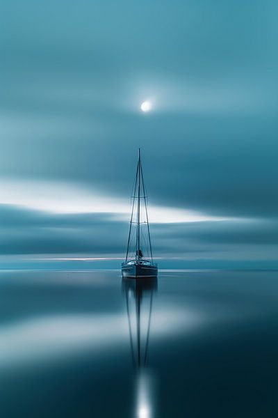 Calm sea, boat drifting by fernlichtsicht