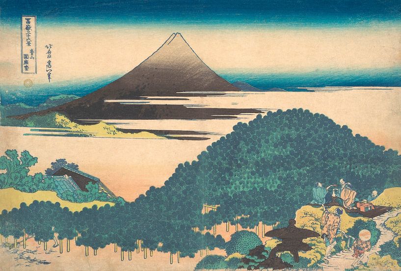 Polsterkiefer in Aoyama, Katsushika Hokusai von Meisterhafte Meister