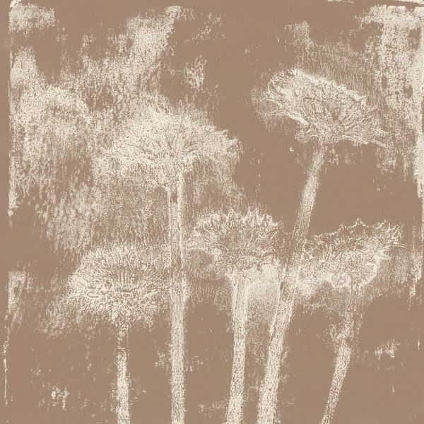 Pusteblumen. Japandi botanische Drucke in Braun und Weiß. von Dina Dankers